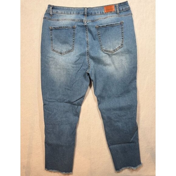 Sidefeel Jeans Distressed Medium Wash Straight Leg High Rise Stretch Women's 18 - Picture 2 of 8